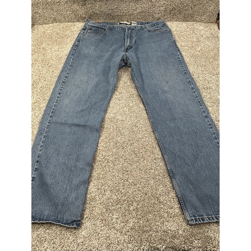 Levis 505 Jeans Mens 42x32 Blue Denim Regular Fit Straight Leg Medium Stone Wash - Picture 2 of 11